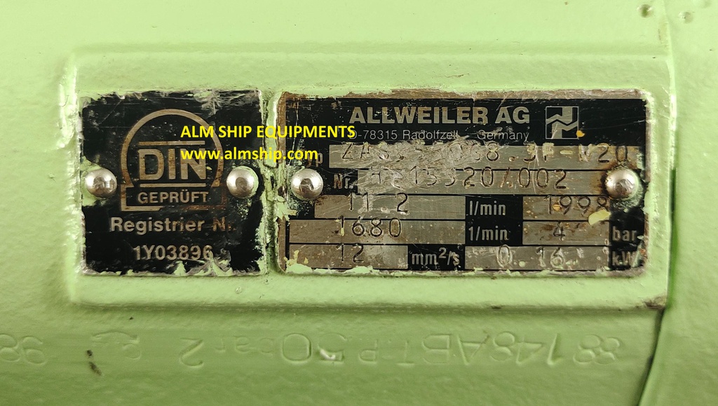 ALLWEILER TRIPLE SCREW ZASV 550 G8.3 F-W20 PUMP