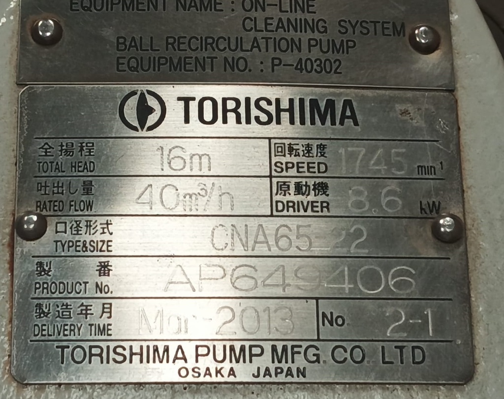 Torishima Pump CNA65-22 Water Pump